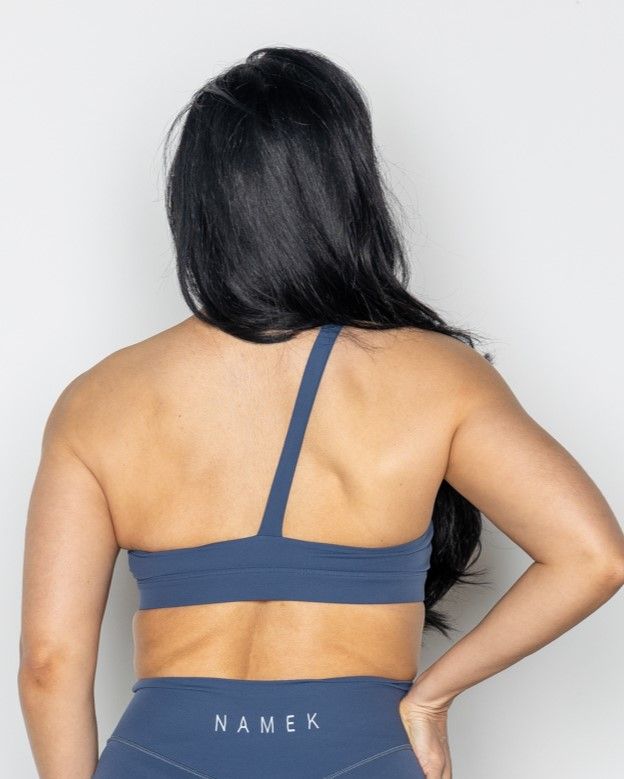 Namek ELEVATED Women&#39;s sexy one shoulder workout Sports Bra Padded Medium Impact Bra -LIVID