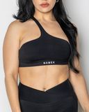 Namek ELEVATED Women&#39;s sexy one shoulder workout Sports Bra Padded Medium Impact Bra -BLACK