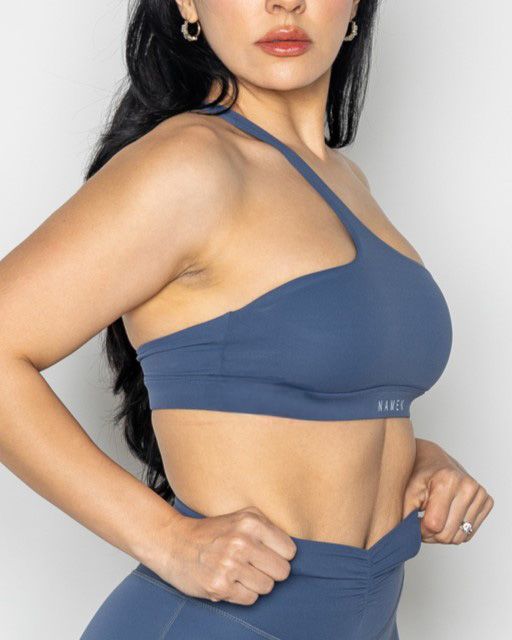 Namek ELEVATED Women&#39;s sexy one shoulder workout Sports Bra Padded Medium Impact Bra -LIVID