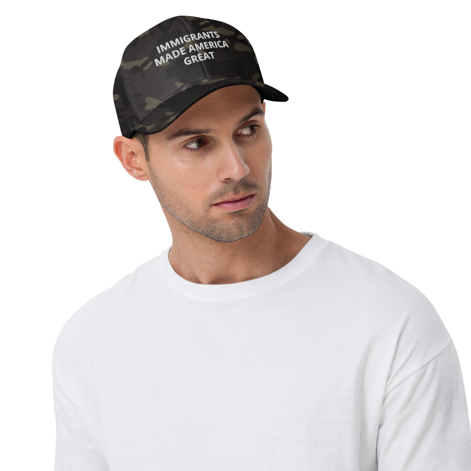 Immigrants made America great Embroidered Closed-Back Structured Cap