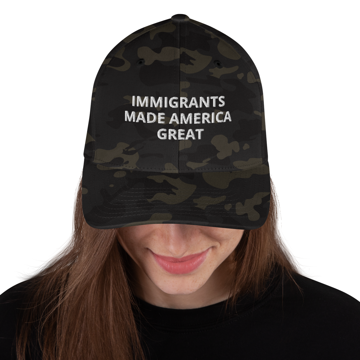 Immigrants made America great Embroidered Closed-Back Structured Cap