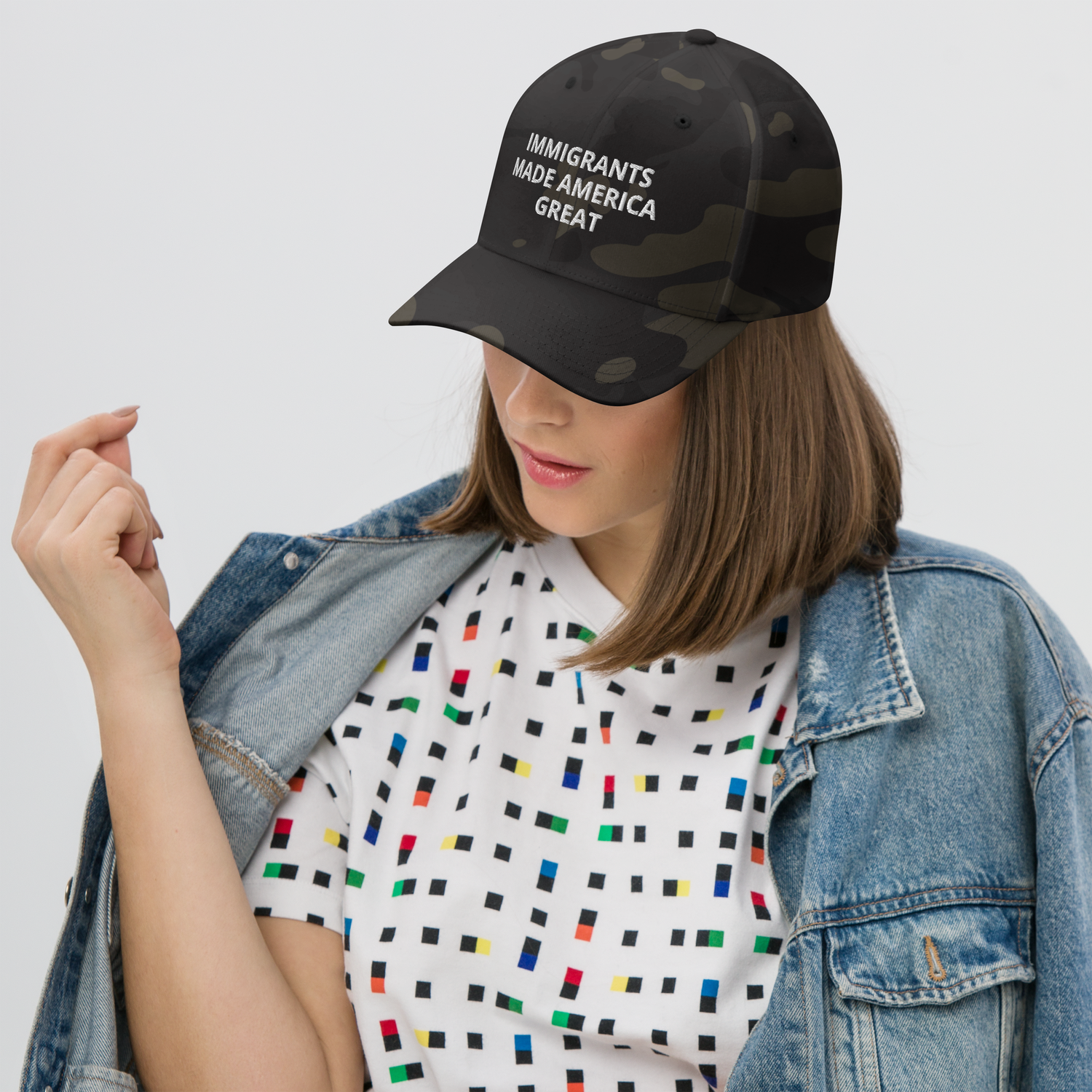 Immigrants made America great Embroidered Closed-Back Structured Cap