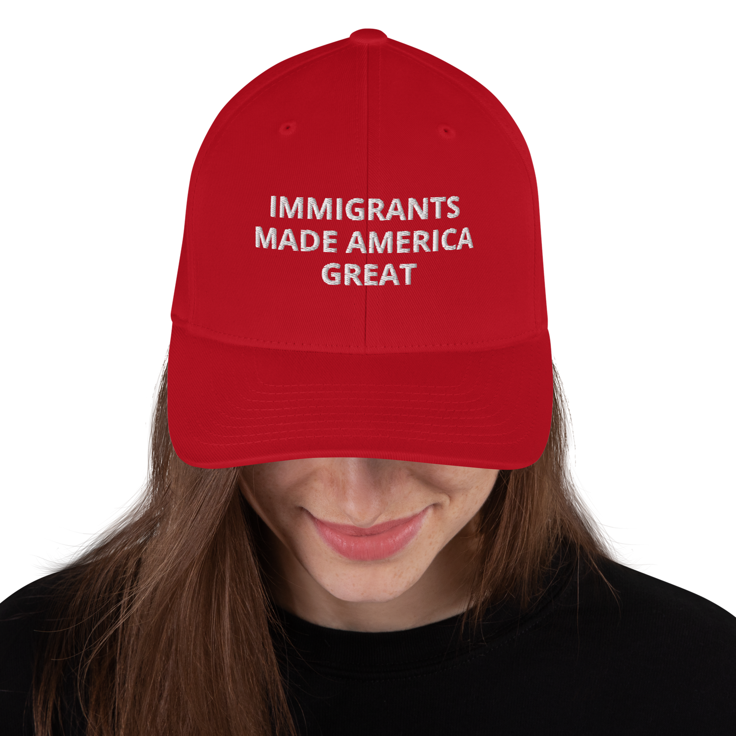Immigrants made America great Embroidered Closed-Back Structured Cap