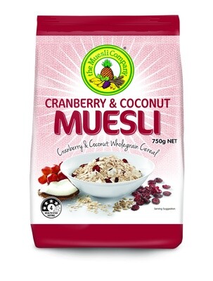 Cranberry & Coconut Muesli 750g x 18 (Bulk Pack)