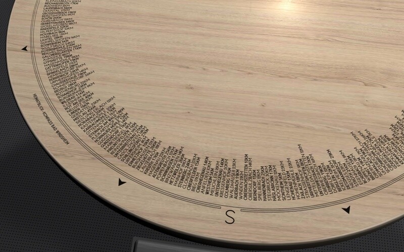 Die Tischplatte für Esstische mit den 360 Orten deiner Heimat