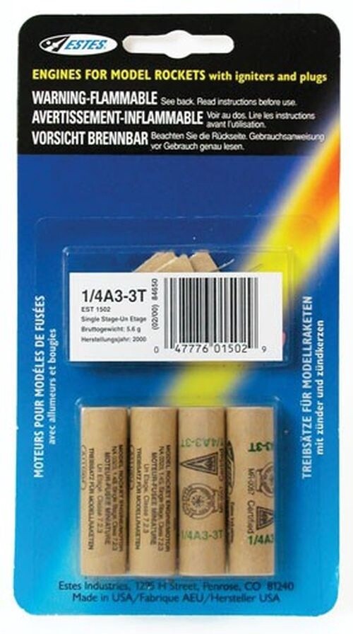 1/4A3-3T Model Rocket Engines (4pk)  EST1502