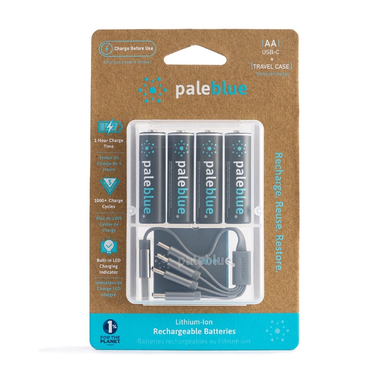 Pale Blue AA rechargeable batteries