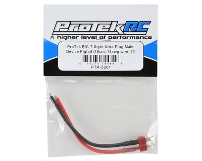 ProTek RC T-Style Ultra Plug Male Device Pigtail (10cm, 14awg wire) (1)