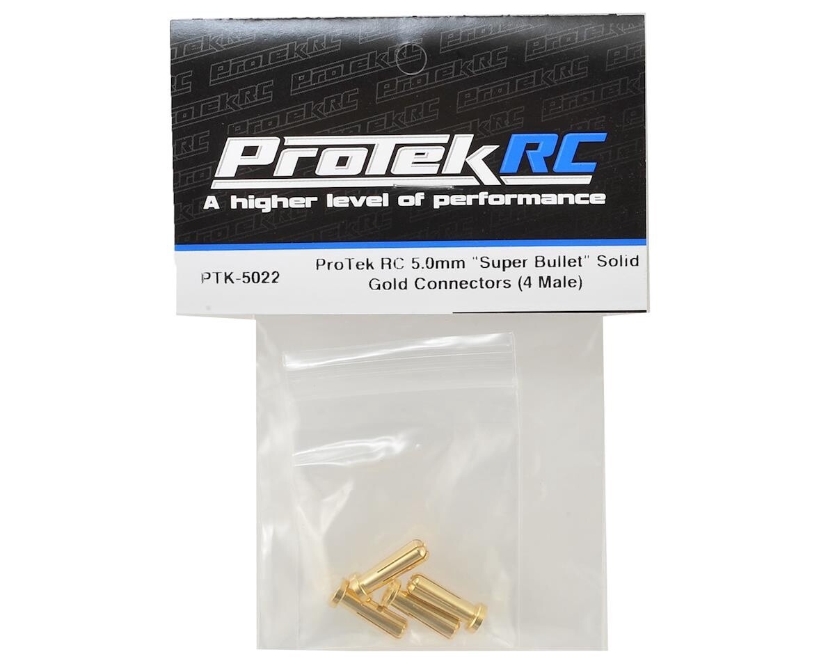 ProTek RC 5.0mm "Super Bullet" Solid Gold Connectors (4 Male)