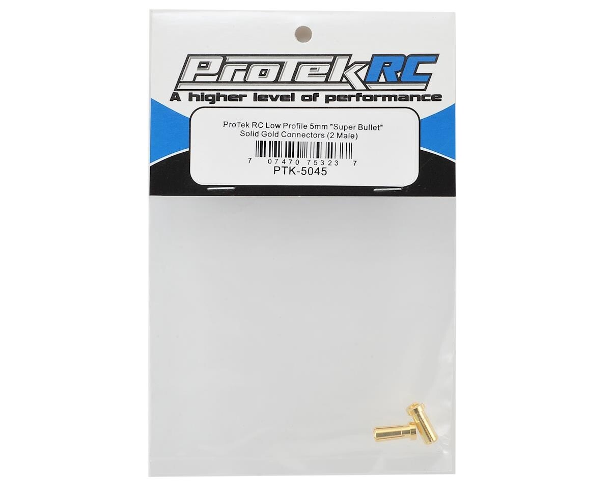 ProTek RC Low Profile 5mm &quot;Super Bullet&quot; Solid Gold Connectors (2 Male)