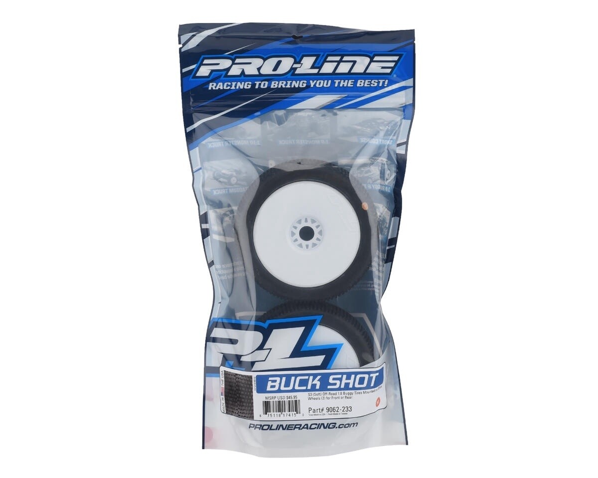 Proline Buck Shot M3 (soft) 1:8th Buggy tires Mounted