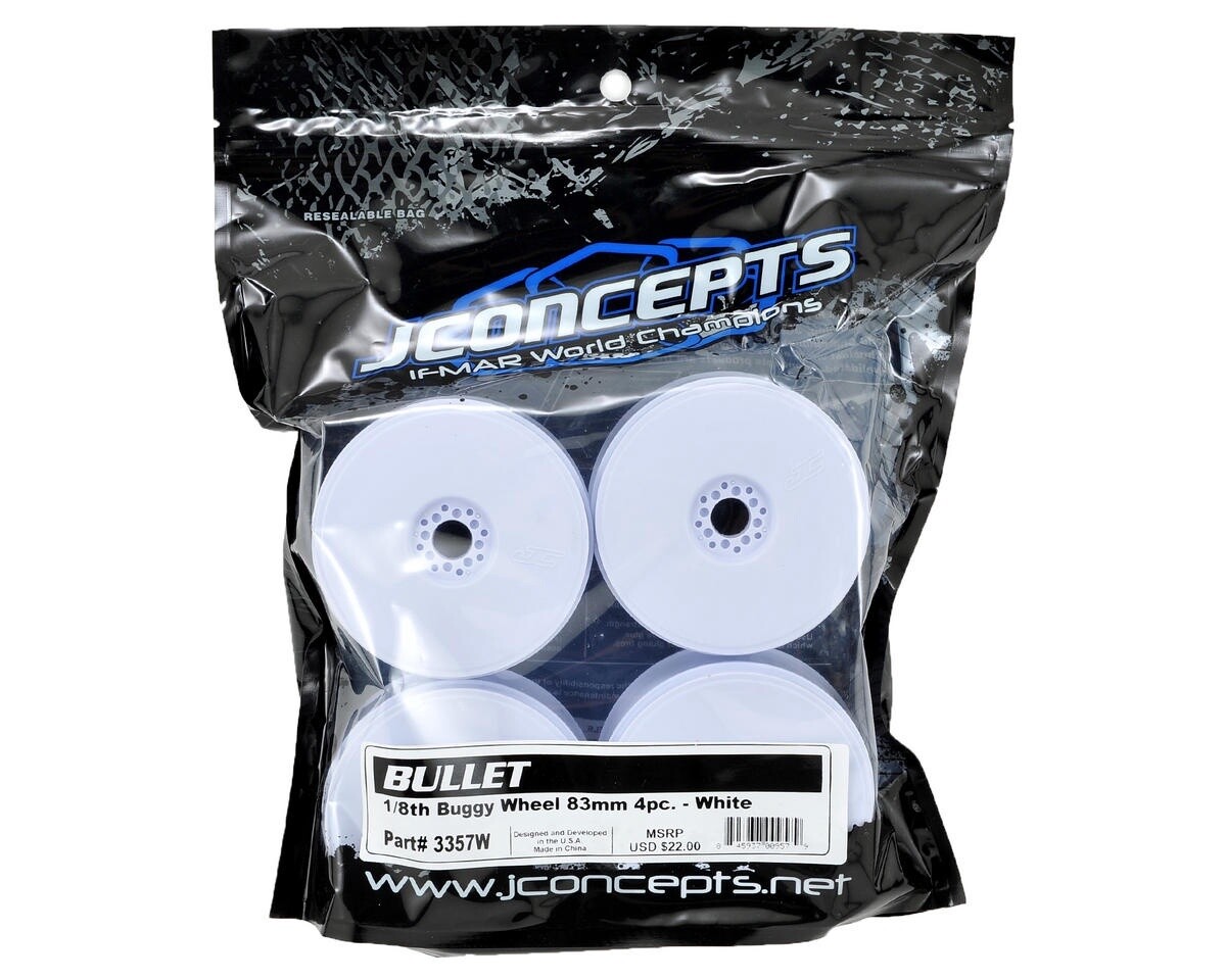 Bullet 1/8th Buggy Wheel 83mm (White) 4pc