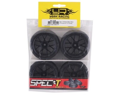 Yeah Racing Spec T Pre-Mounted On-Road Touring Tires w/CS Wheels (Black) (4)
