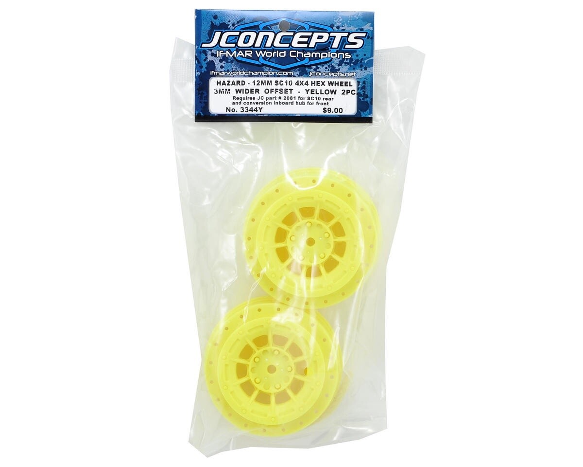 JConcepts 12mm Hex Hazard Short Course Wheels w/3mm Offset (Yellow) (2) (SC5M)