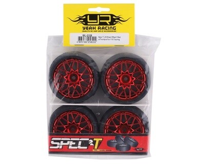 Yeah Racing Spec T Pre-Mounted On-Road Touring Tires w/LS Wheels (Red) (4)