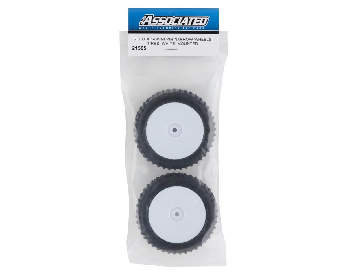 Team Associated Reflex 14B Front Narrow Pre-Mounted Mini Pin Tire (2) (White)