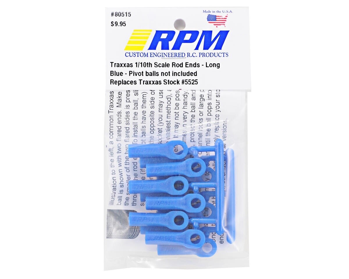 RPM80515  RPM Long Traxxas Turnbuckle Rod End Set (Blue) (12)