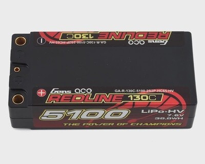 GEA51002S13D5  Gens Ace Redline 2S Shorty LiHV LiPo Battery 130C w/5mm Bullets (7.6V/5100mAh)