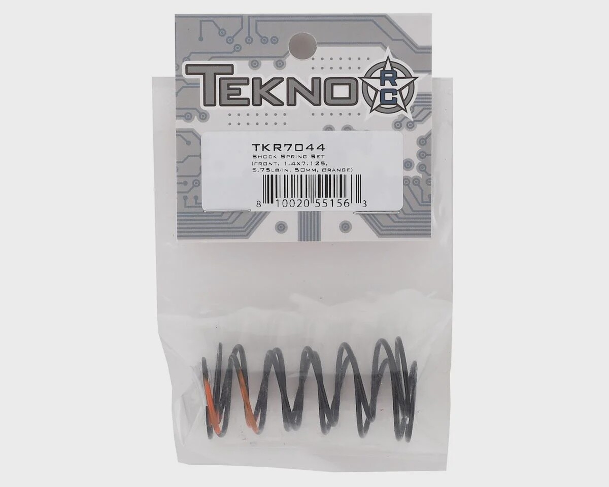 TKR7044  Tekno RC 50mm Front Shock Spring Set (Orange) (2) (5.75lb-in)