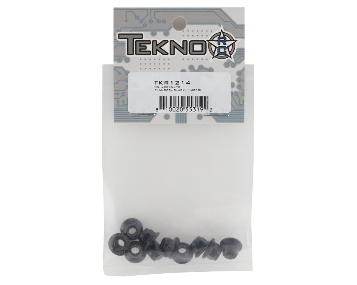 TKR1214   RC 5mm Flanged Locknuts (Black) (10)