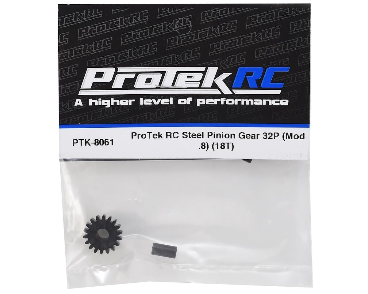 PTK-8061   RC Steel 32P Pinion Gear w/3.17mm Reducer Sleeve (Mod .8) (5mm Bore) (18T)