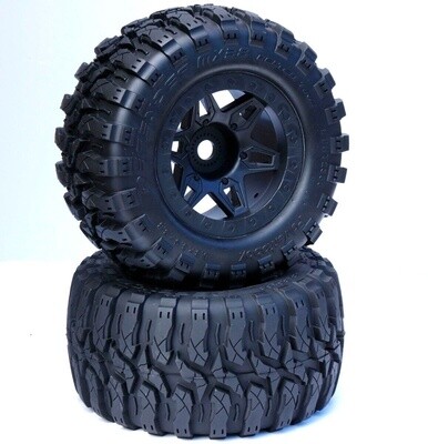Powerhobby 1/8 Defender 3.8” Belted All Terrain Tires 17MM Mounted Black