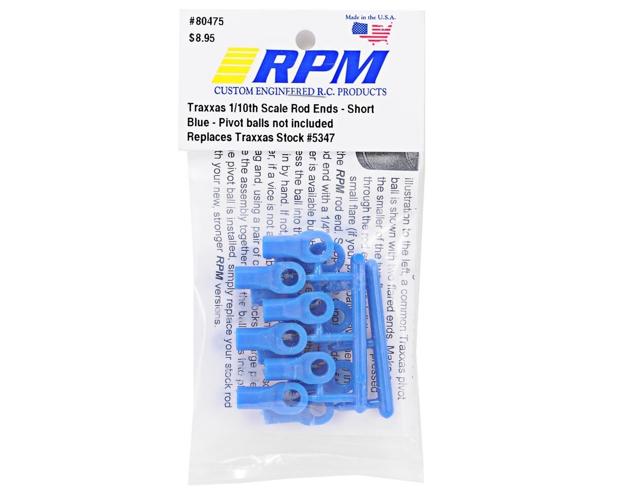 RPM80475  RPM Short Traxxas Turnbuckle Rod End Set (Blue) (12)