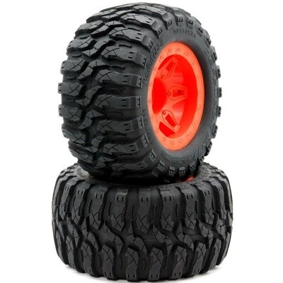 PHBPHT2366-O  Powerhobby 3.8&quot; MT Belted Tire- Mounted 1/2 offset 17mm Orange