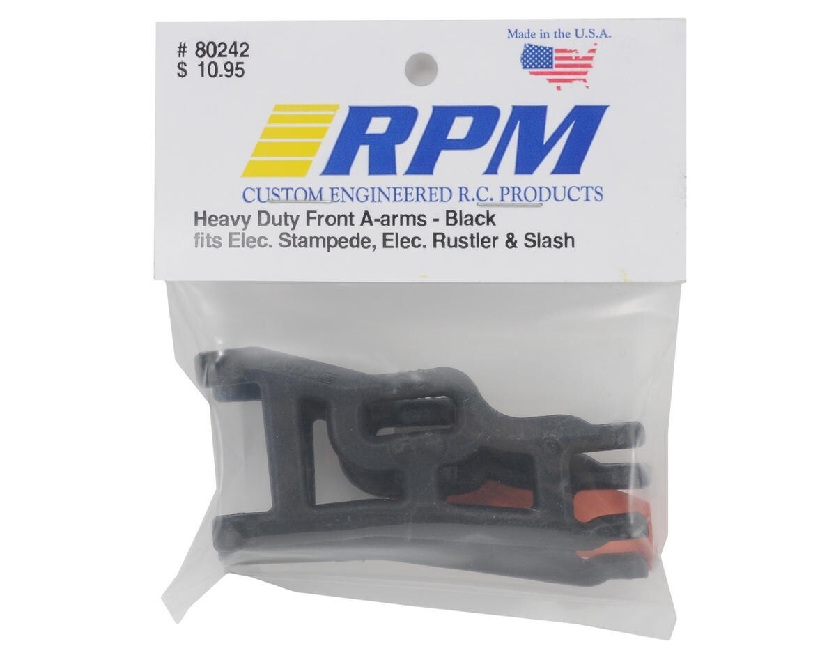 RPM80242   RPM Front A-Arms (Black) (Rustler, Stampede &amp; Slash) (2)