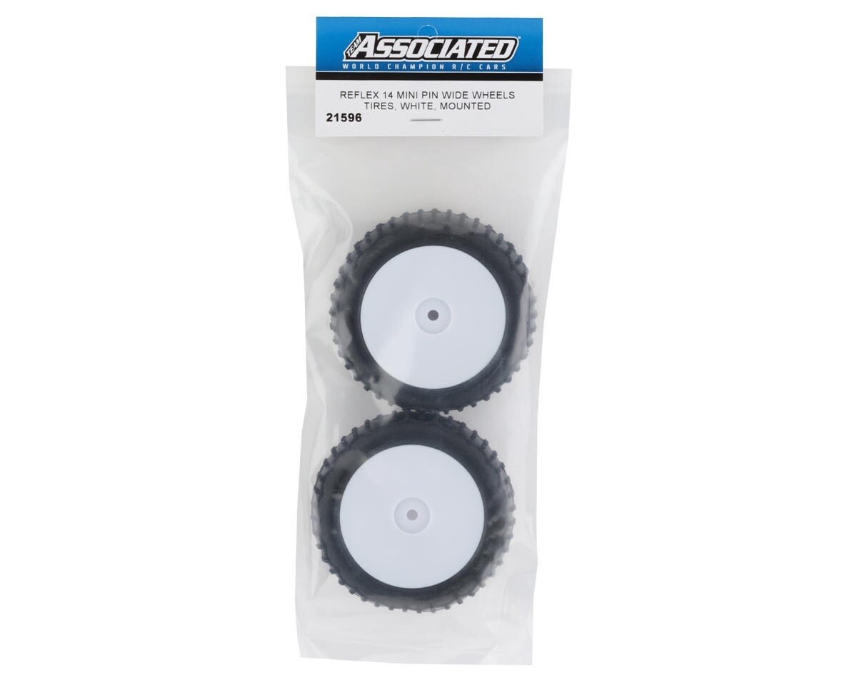 ASC21596  Team Associated Reflex 14B Rear Wide Pre-Mounted Mini Pin Tire (2) (White)