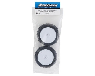 ASC21596  Team Associated Reflex 14B Rear Wide Pre-Mounted Mini Pin Tire (2) (White)