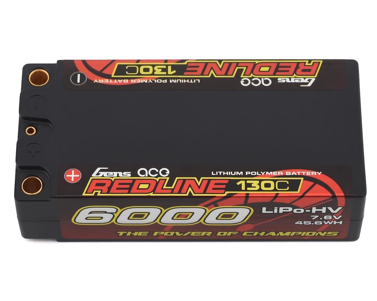 GEA60002S13D5   Gens Ace Redline 2S 130C LiHV Battery Pack w/5mm Bullets (7.6V/6000mAh)