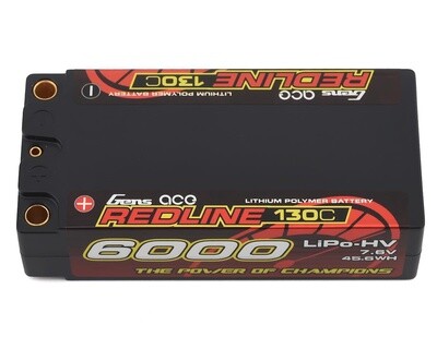 GEA60002S13D5   Gens Ace Redline 2S 130C LiHV Battery Pack w/5mm Bullets (7.6V/6000mAh)