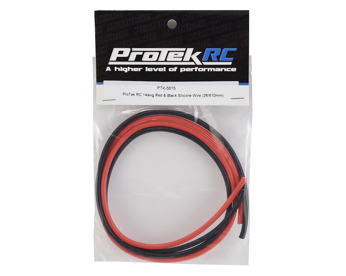 PTK-5615  ProTek RC Silicone Hookup Wire (Red &amp; Black) (2&#39; Each) (14AWG)