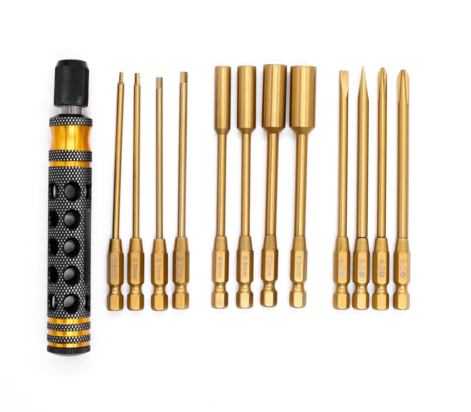 RCEPRO7025  Premium 12-in-1 Magnetic Locking Screwdriver Set with Titanium Nitride Coated Tips