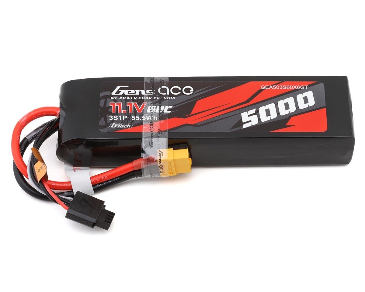 GEA503S60X6GT   Gens Ace G-Tech Smart 3S LiPo Battery 60C (11.1V/5000mAh) w/XT60 Connector