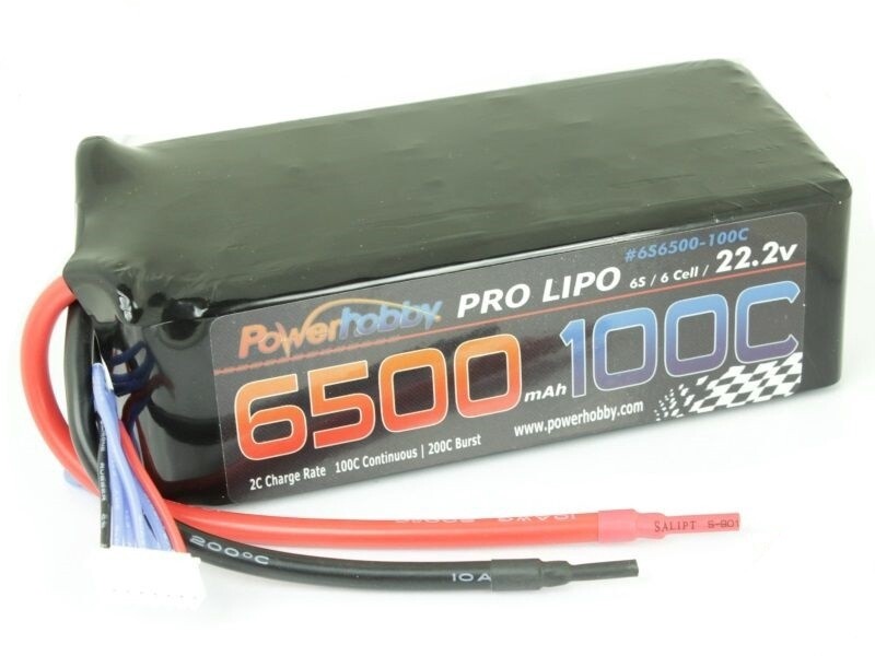 PHB6S6500100C  6500mAh 22.2V 6S 100C LiPo Battery (no connector)