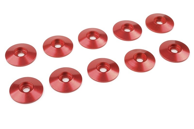 COR3213-40-5  Red Aluminum Washer for M4 Flat Head Screws, OD=10mm, 10 pcs
