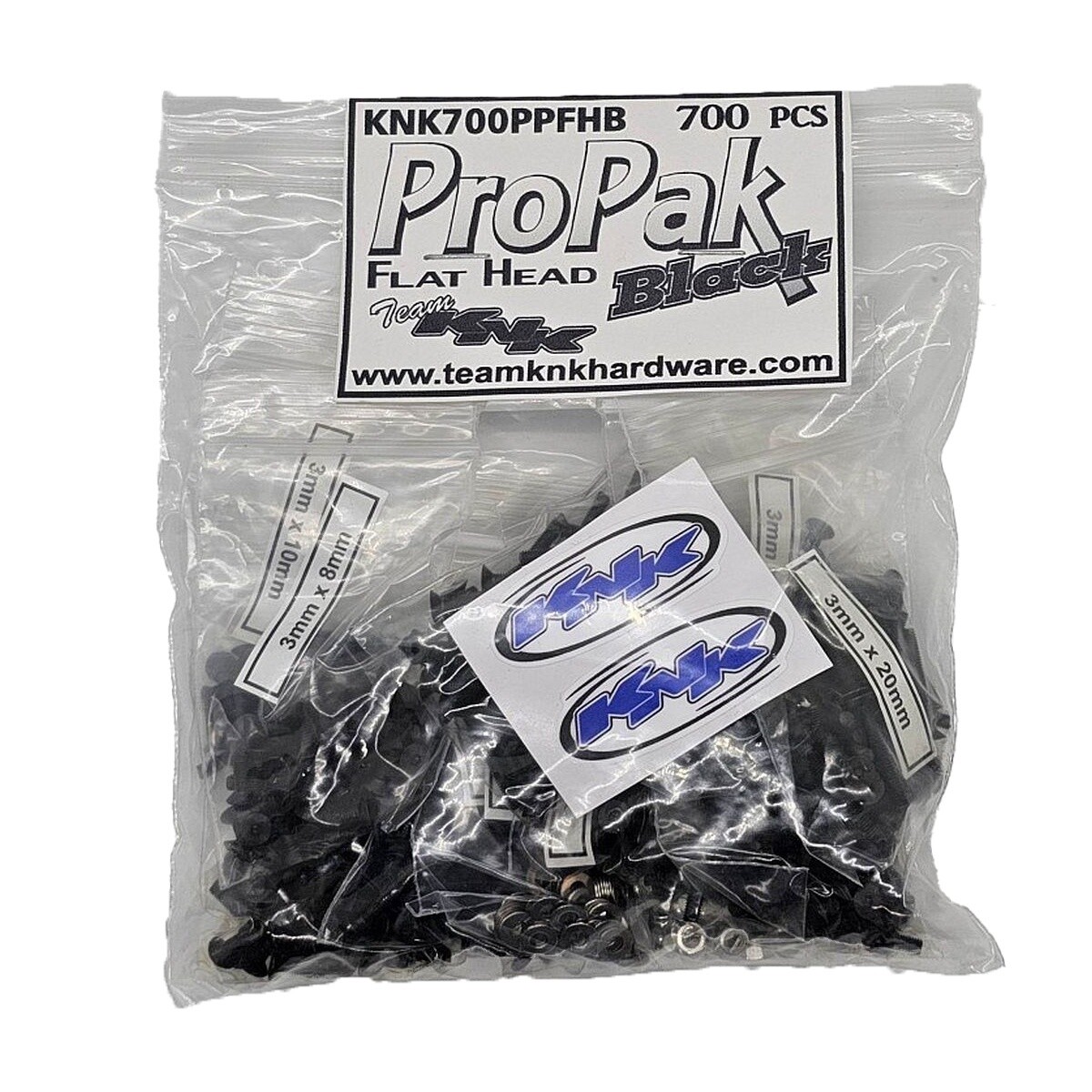 KNK700PPFHB  (700 pcs) Flat Head ProPak Black Oxide Bulk Bag 700 Piece ProPak Flat Head Screw Black Oxide Bulk Bag