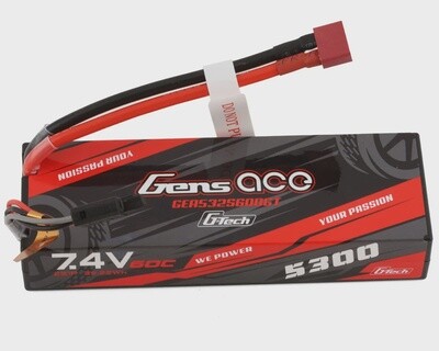 GEA532S60DGT   Gens Ace 2S G-Tech Smart LiPo Battery 60C (7.4V/5300mAh) w/T-Style Connector Gens Ace 2S G-Tech Smart LiPo Battery 60C (7.4V/5300mAh) w/T-Style Connector