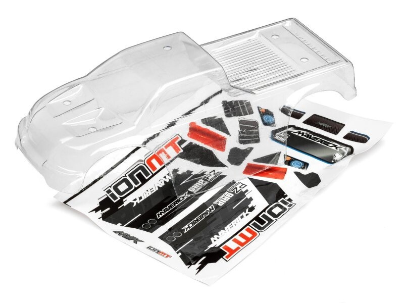 MVK28074  Clear Monster Truck Body w/ Decals, Ion MT