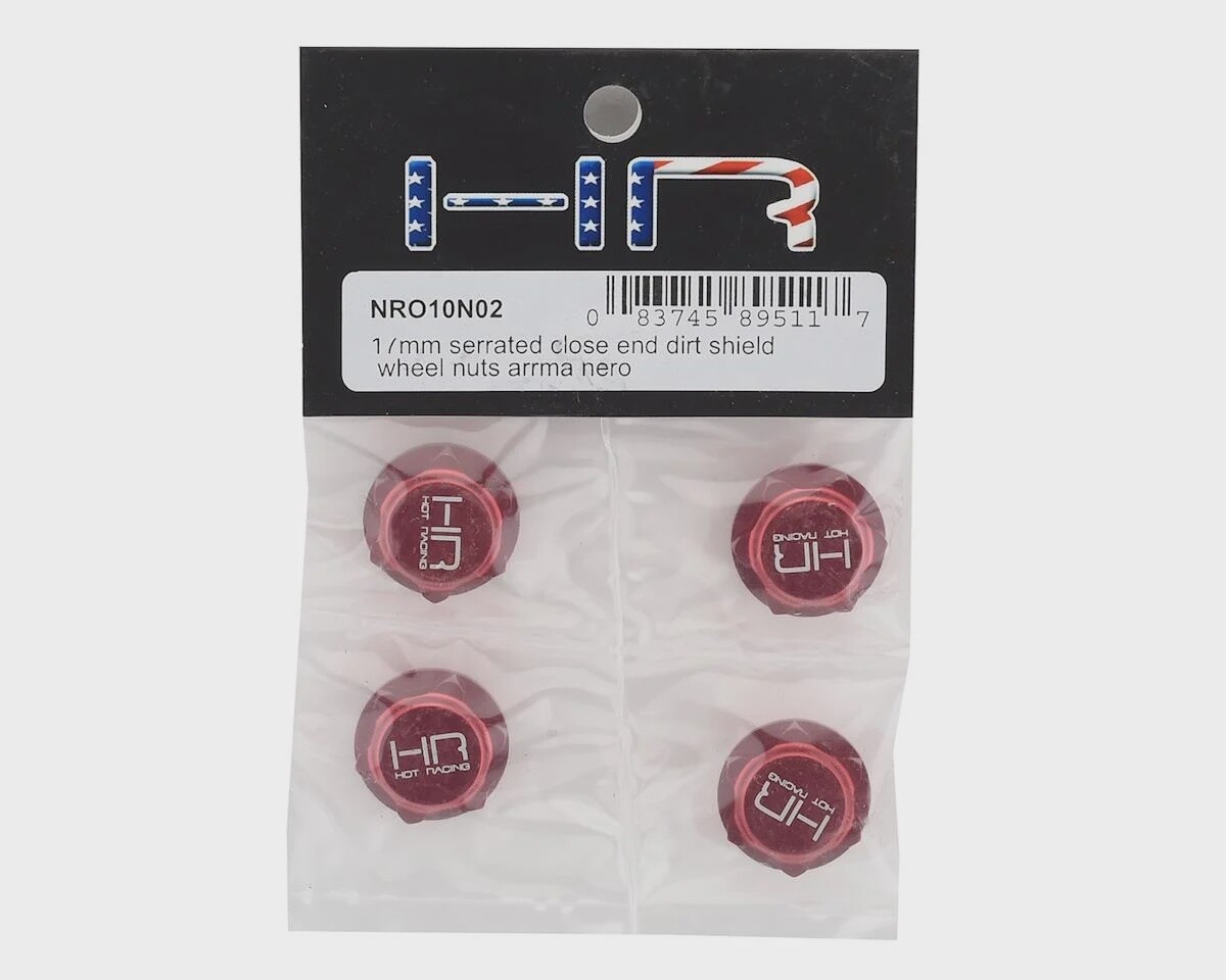 HRANRO10N02   Hot Racing 17mm Serrated Dirt Shield Closed Wheel Nuts (Red) (4)