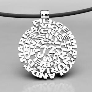 Colgante nombres plata en forma de espiral