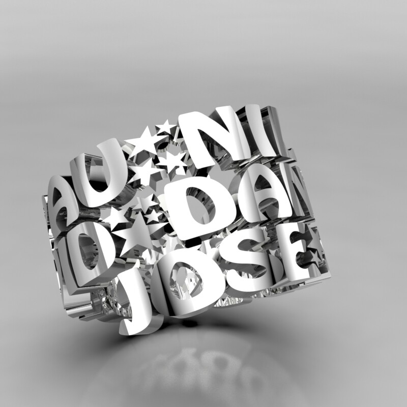 ANILLO PLATA CON NOMBRES
