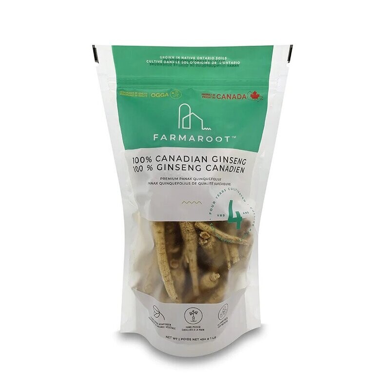 4-year 100% AAA Canadian Dried Ginseng Roots (1 lb bag)