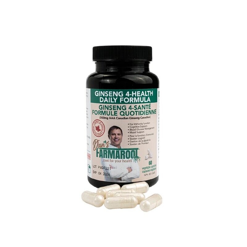 4-year 100% AAA Canadian Ginseng Supplements (60 Veg Caps)
