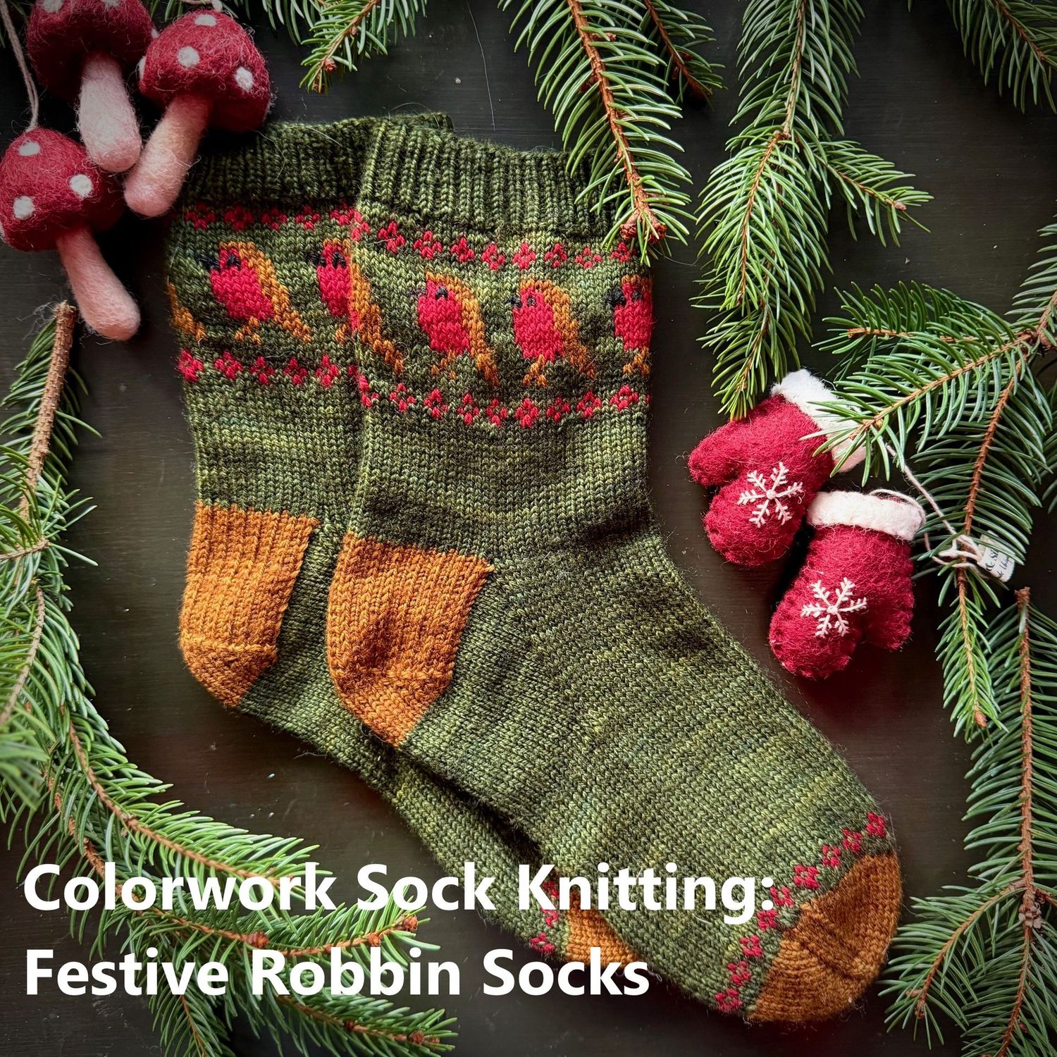 Workshop Colorwork Sock Knitting "Festive Robbin Socks" mit Charlotte Stone 29.11.25 14:00 - 17:00  inkl. Wollmarkt Eintritt Weekend