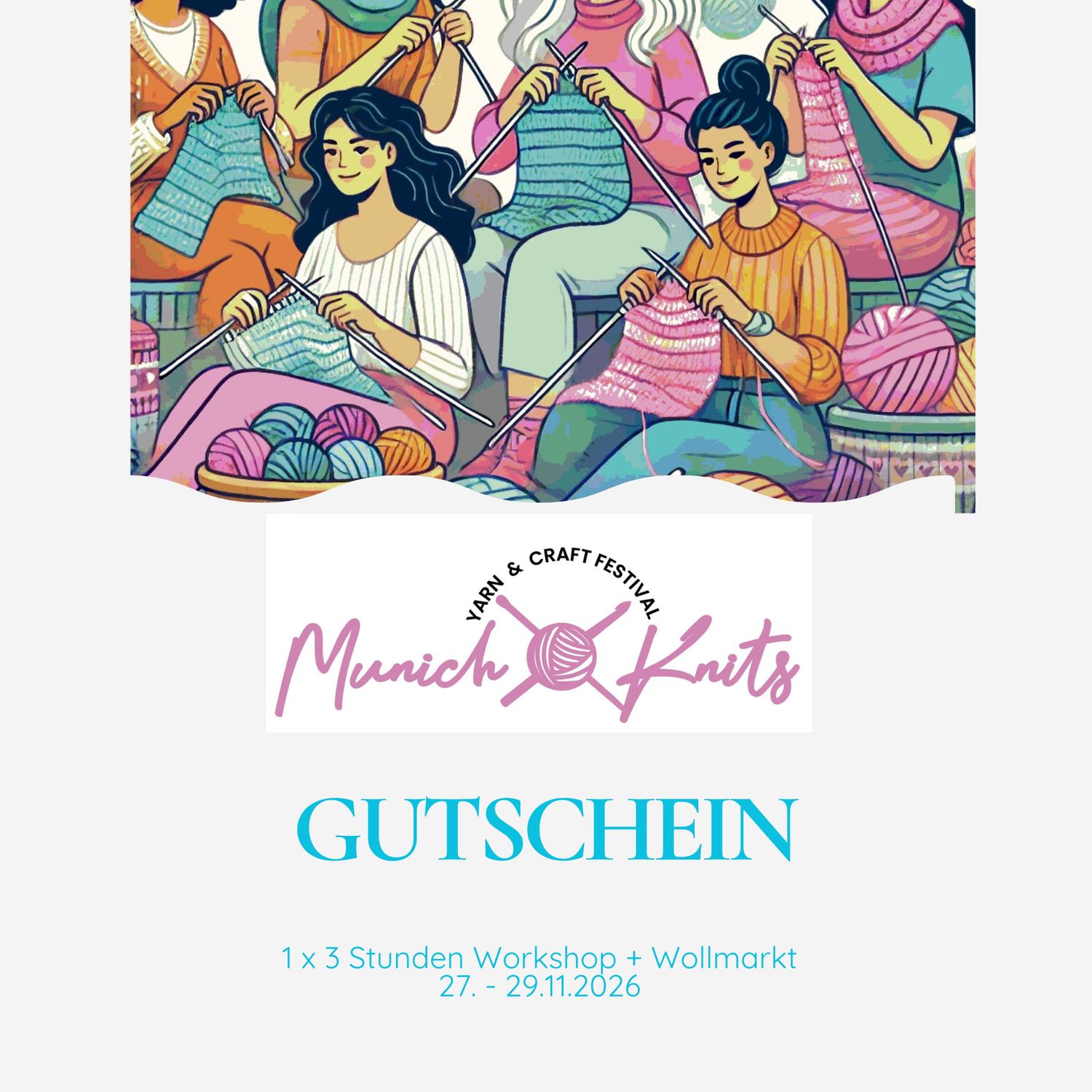 Geschenk Gutschein für einen 3stündigen Workshop inkl. Wollmarkt Eintritt Weekend für Munich Knits 2026