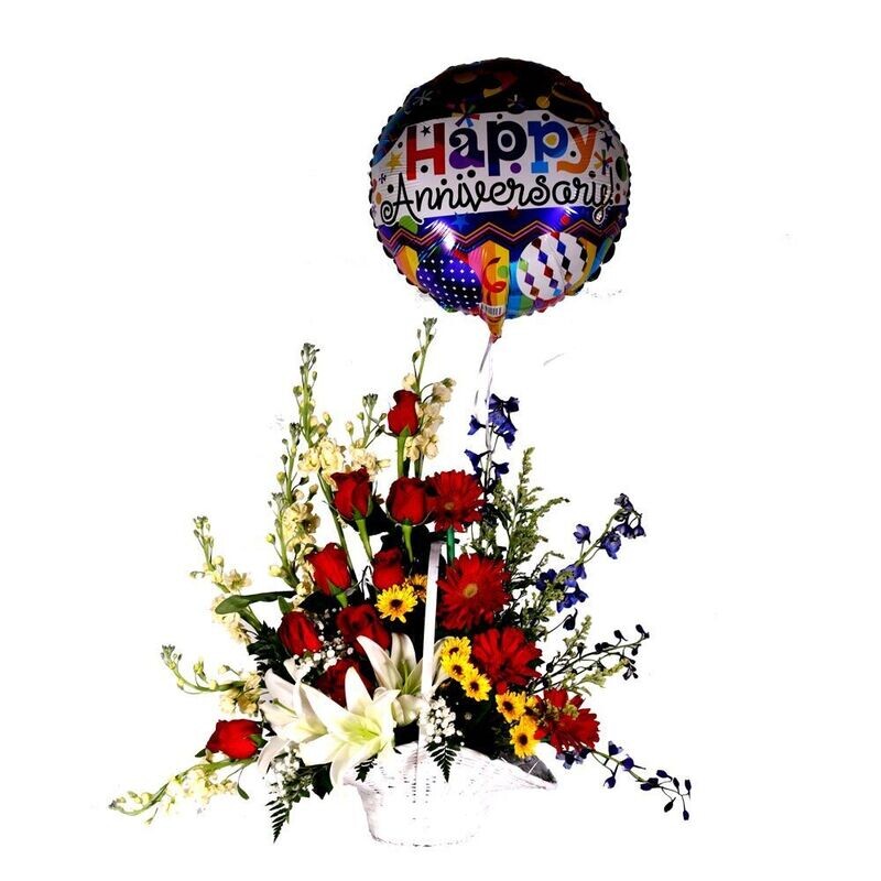 Balloon Basket Floral Arrangement