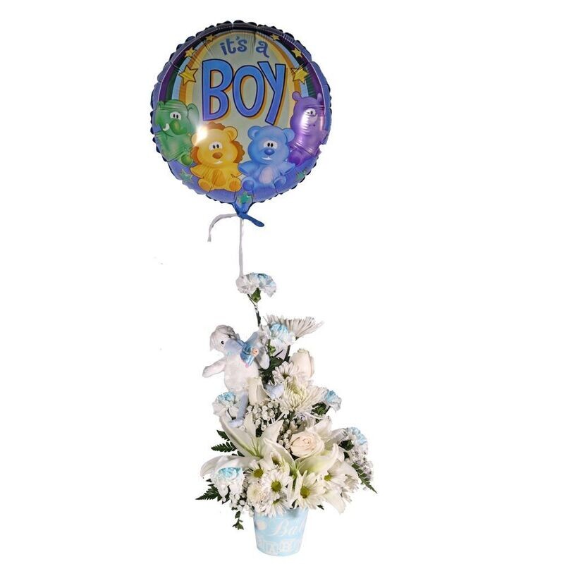 Balloon Basket Floral Arrangement